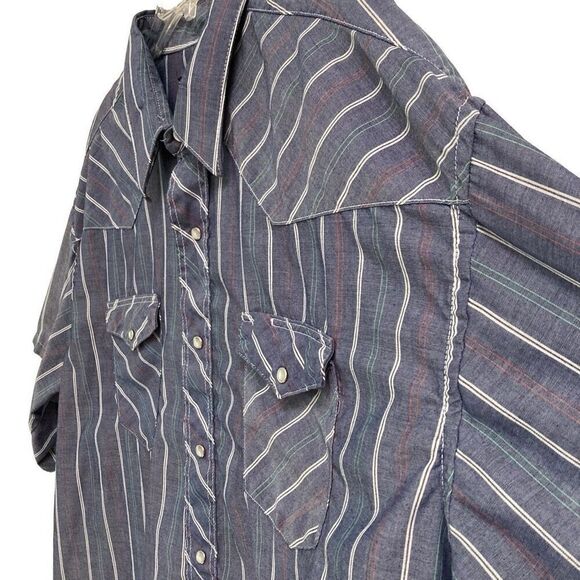 Vintage Wrangler Short Sleeve Pearl Snap Mens 2XL Western Plaid Shirt Dress READ - Picture 3 of 10